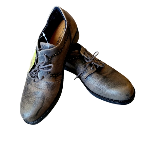 Naot Women's Menswear Gray Lace Up Oxfords Grey Leather New in Box Size 40 - Picture 3 of 7